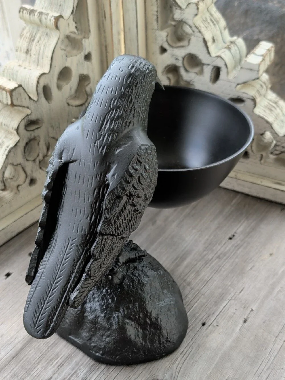 Black Raven Decorative Bowl Sculpture - Home Accents